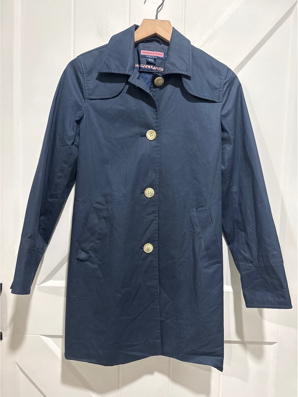 Vineyard Vines Women's Navy Blue Cotton Blend Coat, XS